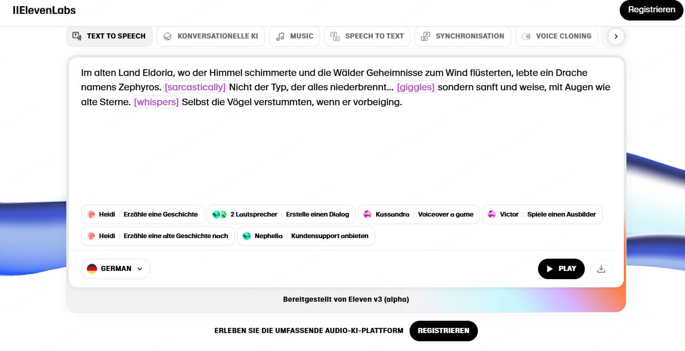 ElevenLabs KI Stimmengenerator Deutsch