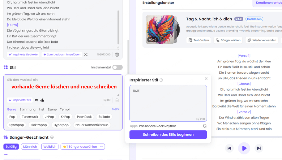 Neuen Musikgerne eingeben