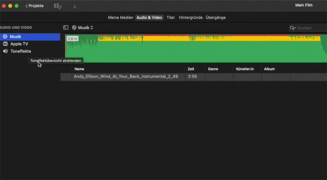 imovie musik hinzufügen