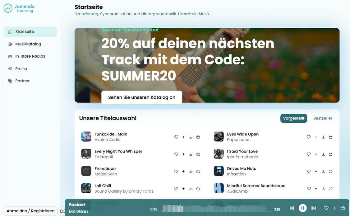 Jamendo Musik hören ohne Anmeldung