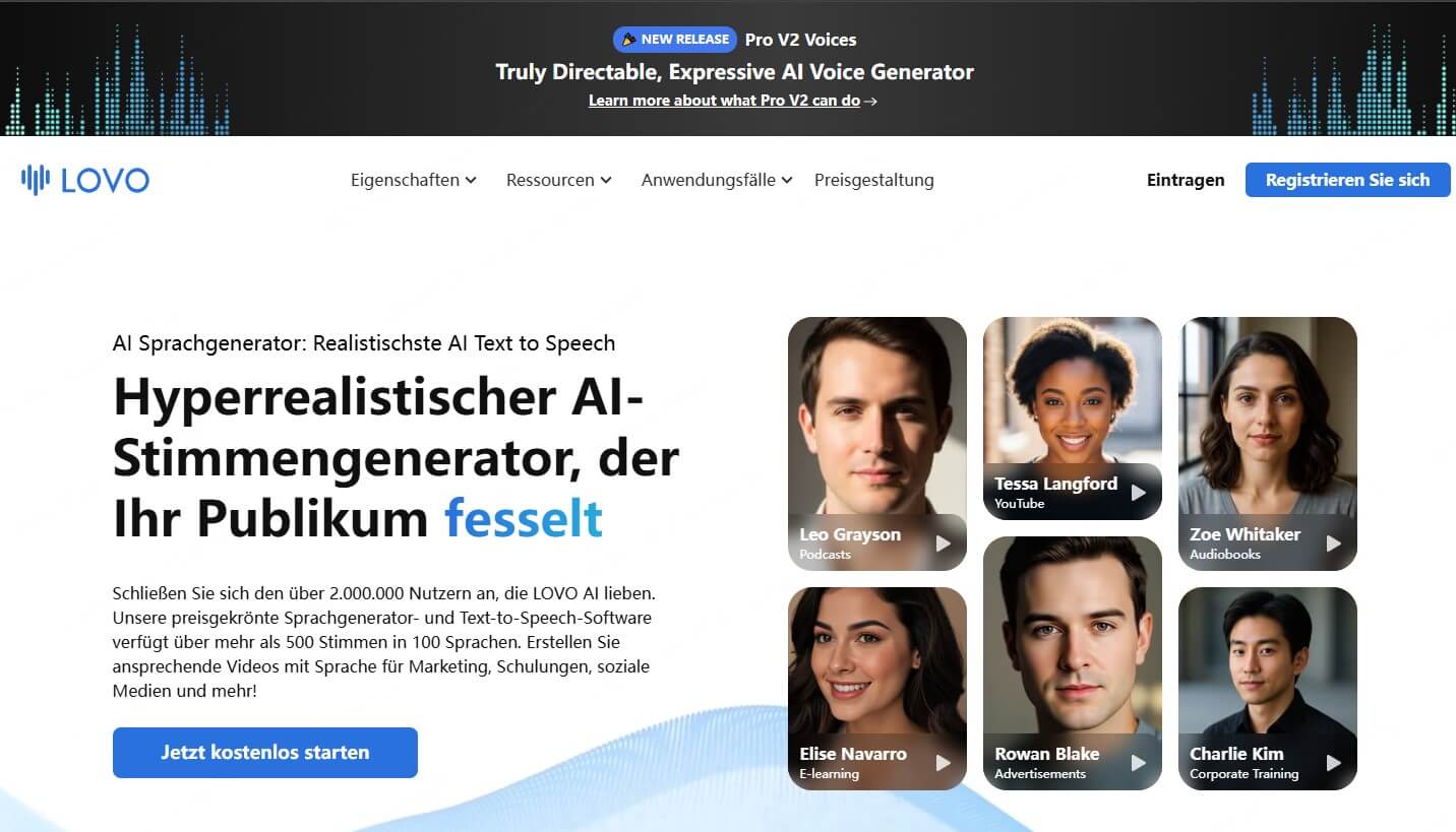 LOVO KI-Stimme Generator kostenlos