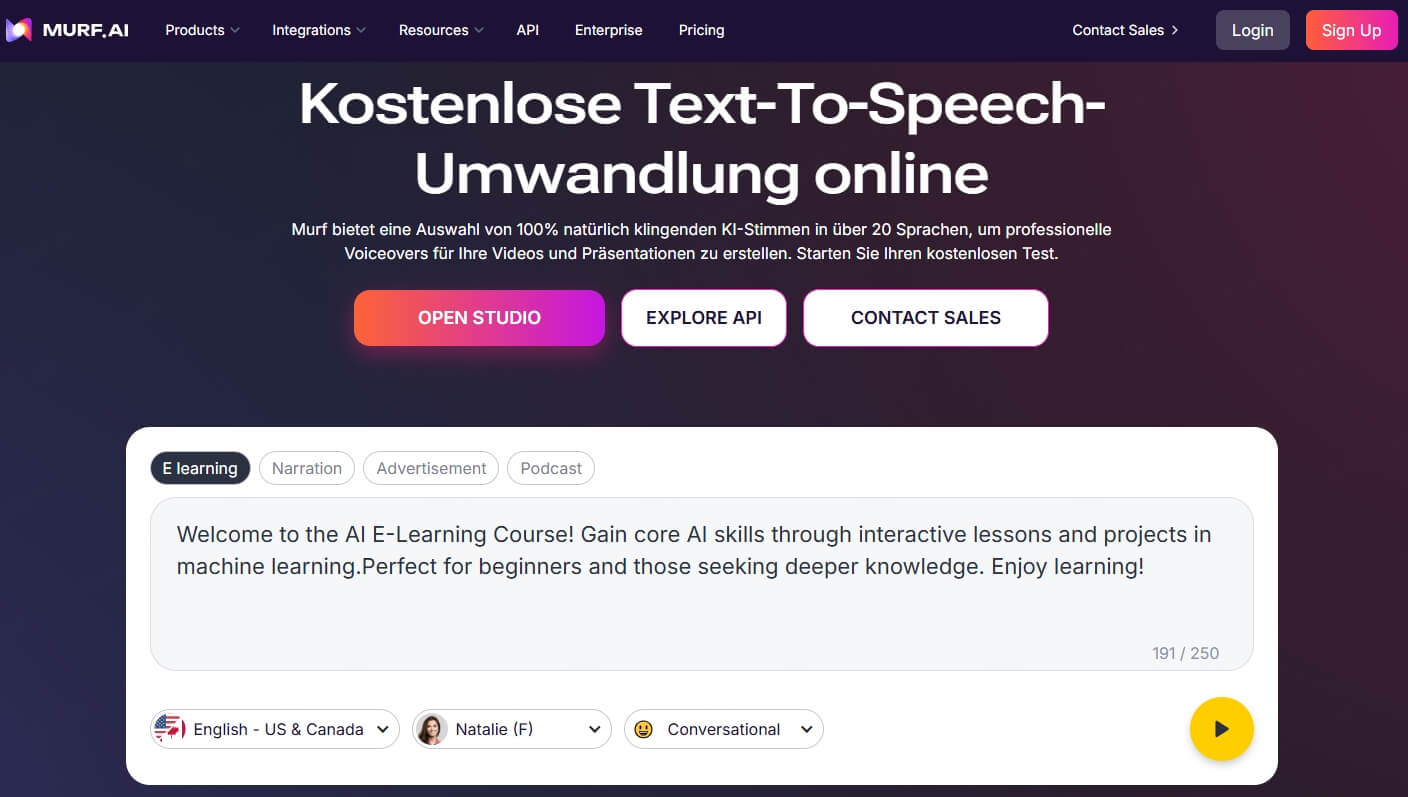 Murf AI Deutsch Stimmengenrator