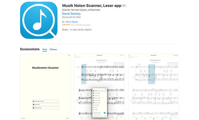 Musik Noten Scanner, Leser app