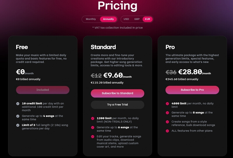 Preise von Udio