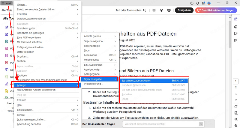 PDF vorlesen lassen Adobe