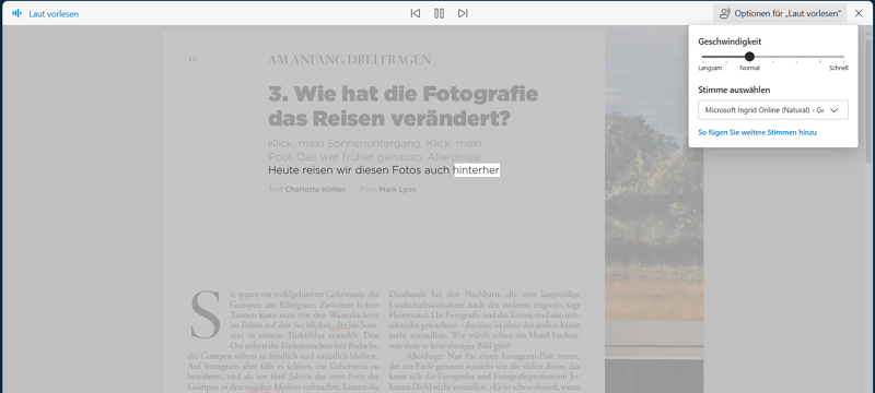 PDF vorlesen lassen mit Edge