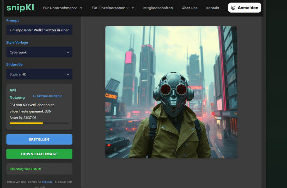 SnipKI kostenloser KI Bildgenerator ohne Anmeldung