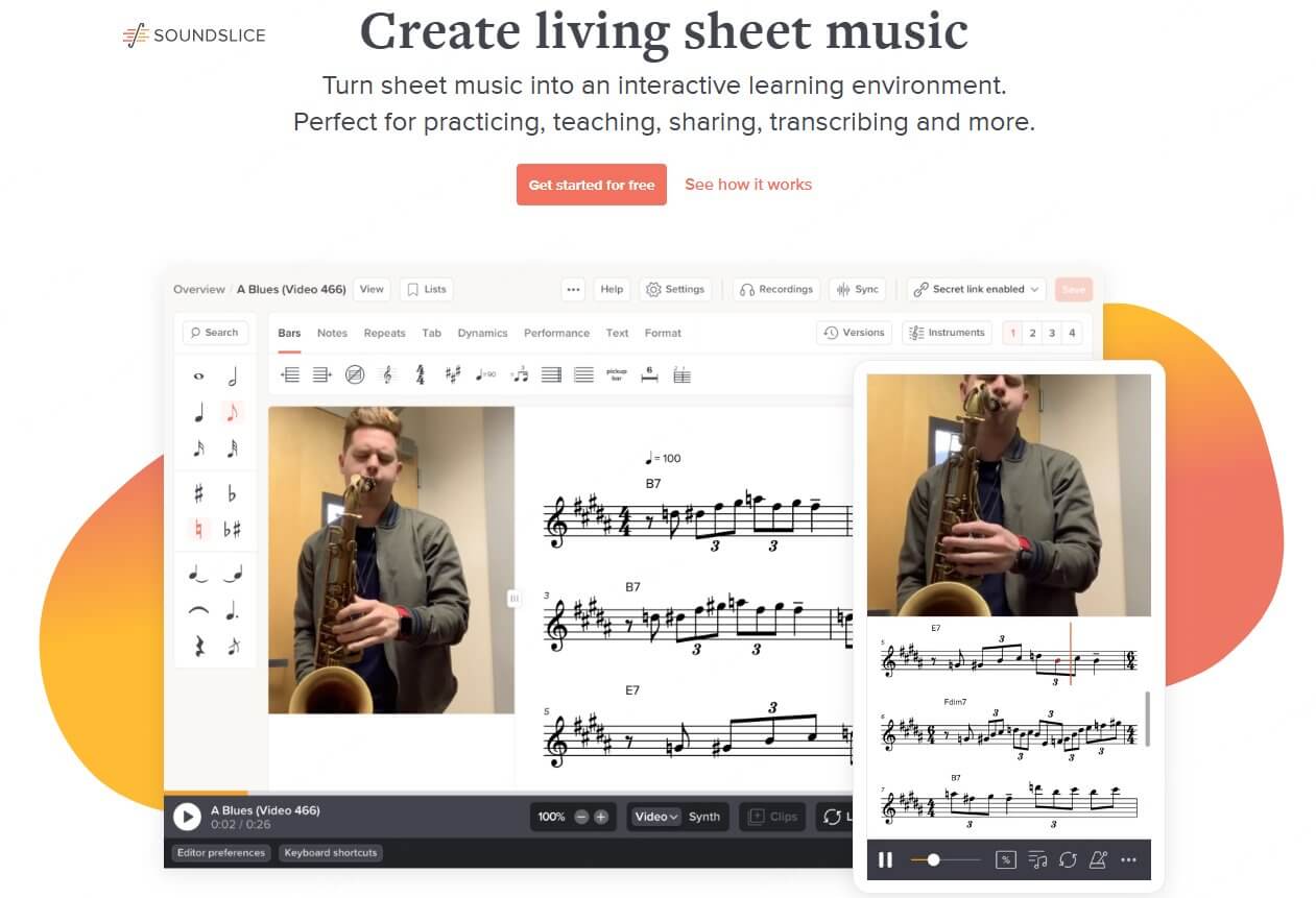 Soundslice Noten zu Musik