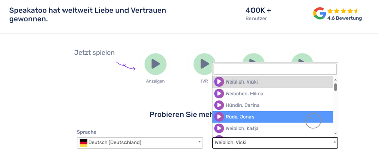 speaktoo ki stimme erstellen