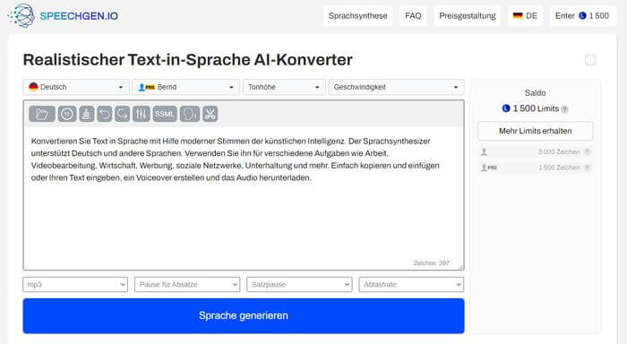 speechgen.io kostenloser online-textvorleser