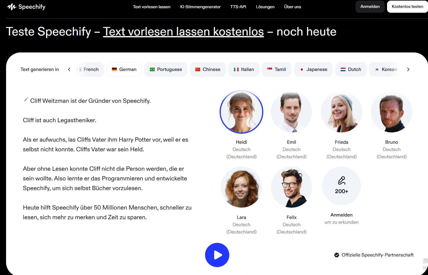 Speechify KI Stimmengenerator