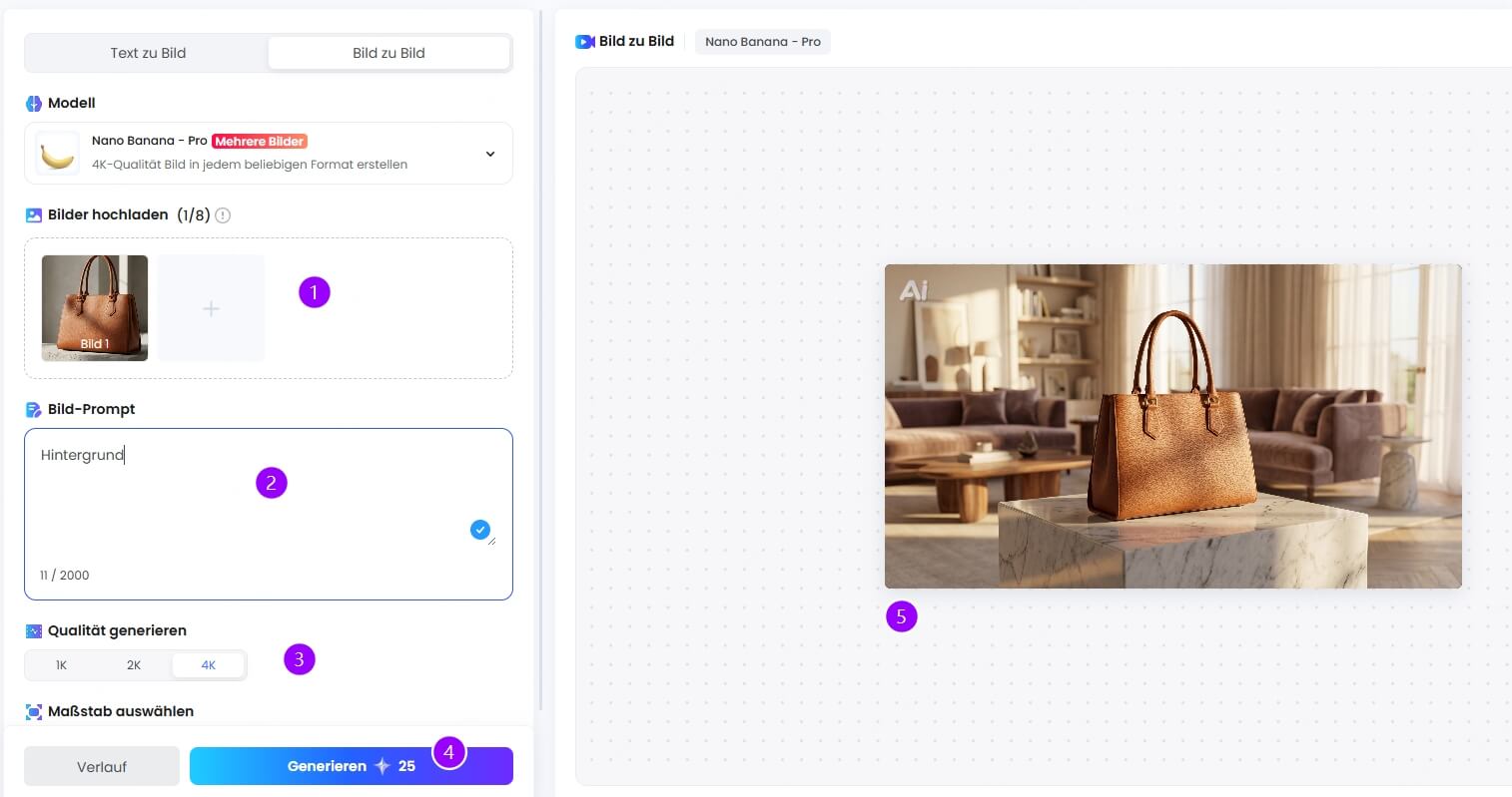 TopMediai KI Produktbild anpassen