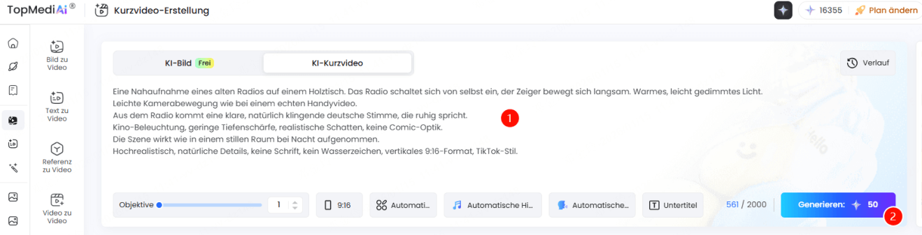 Kurzvideo mit TopMediai KI erstellen