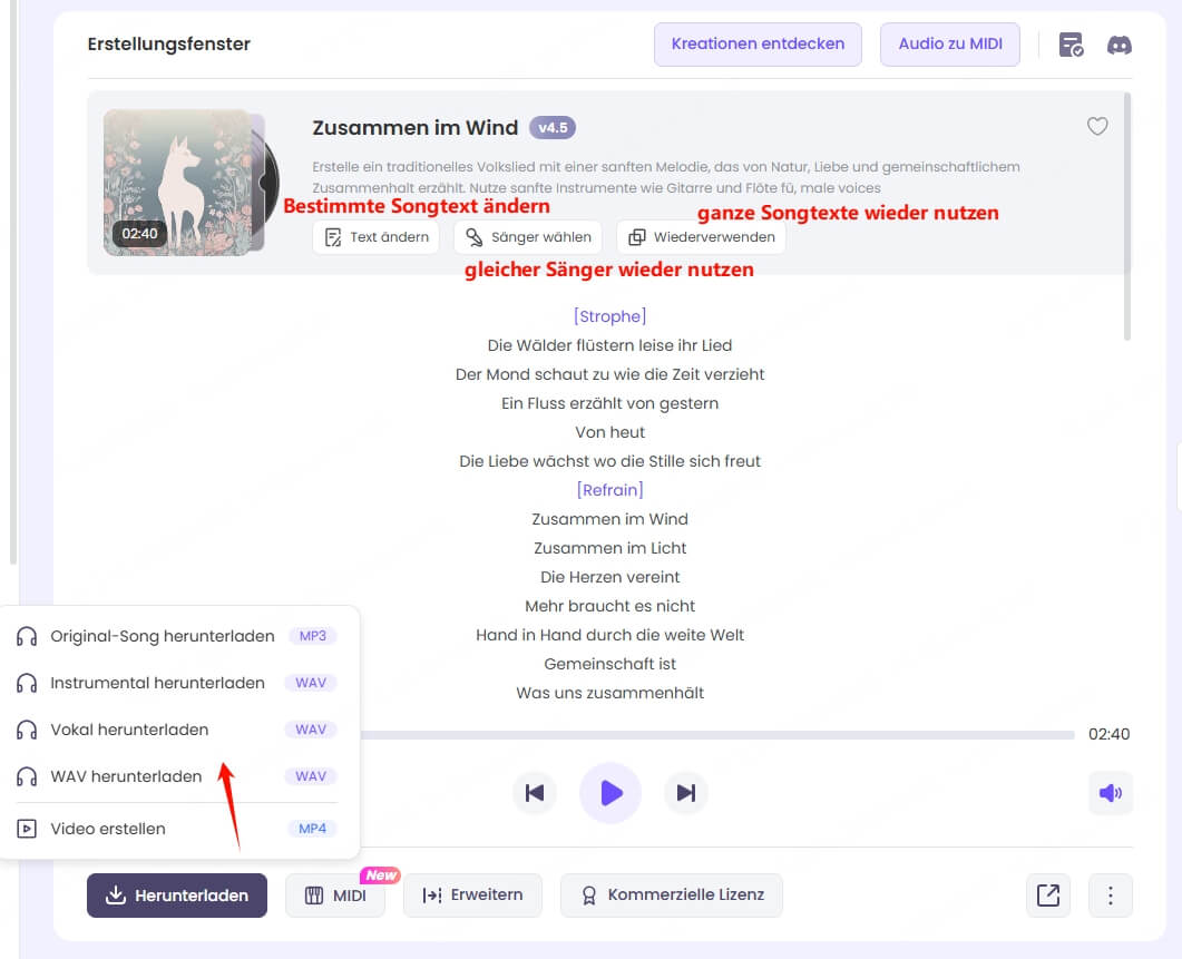 KI Musik von TopMediai hören und speichern
