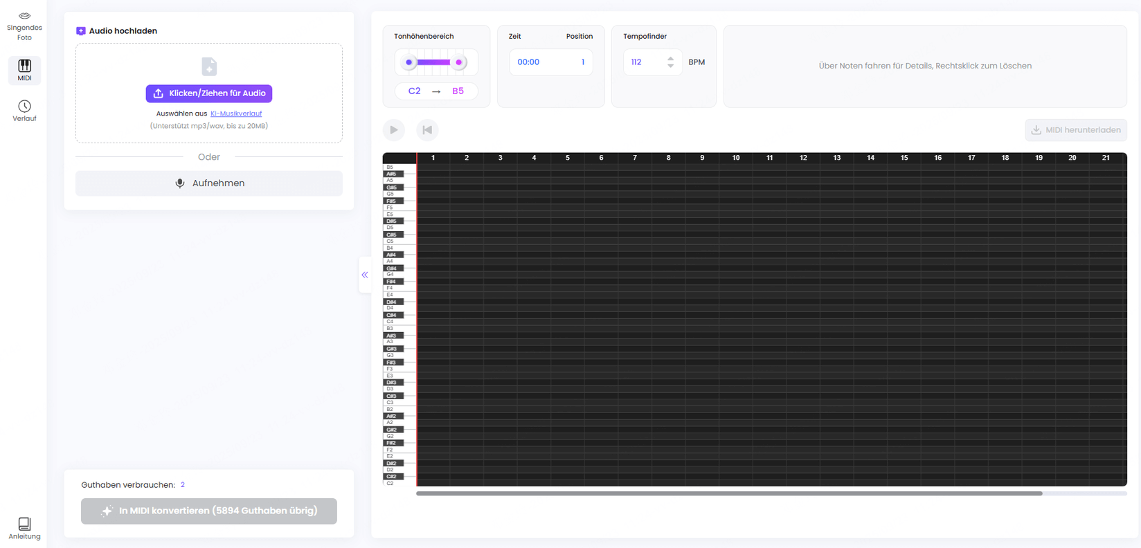 TopMeidiai Audio zu MIDI