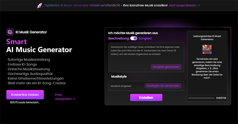 topmediai ai music generator empfehlen