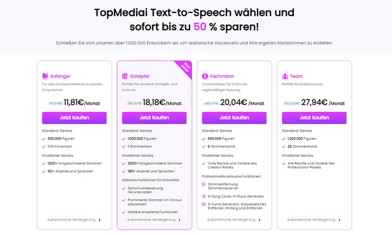 topmediai text-to-speech kaufen