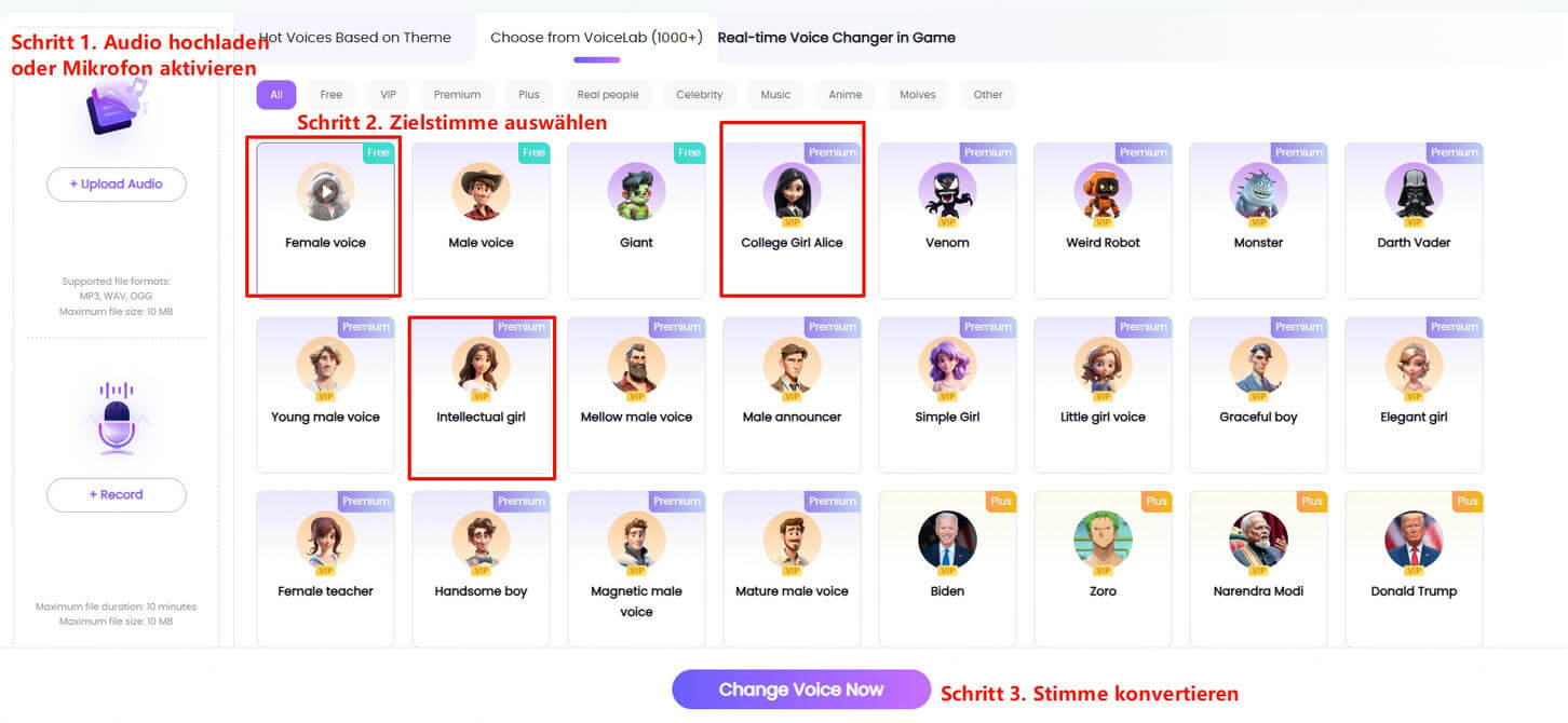 TopMediai voice Changer nutzen