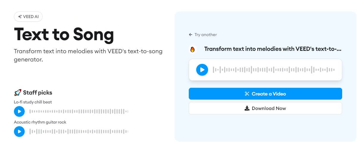 Mit Veed Text in Song umwandeln