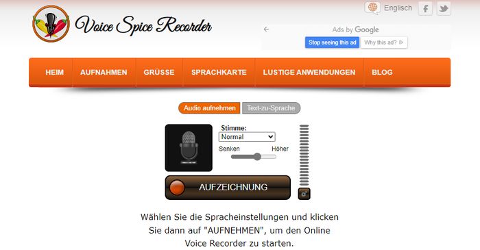 voice spice online sprachaufzeichnung