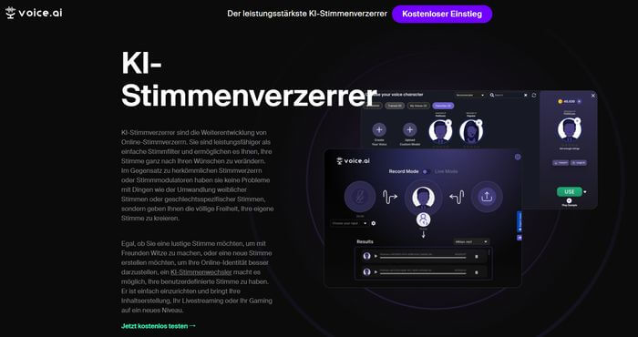 voiceai leistungsfähiger stimmenverzerrer