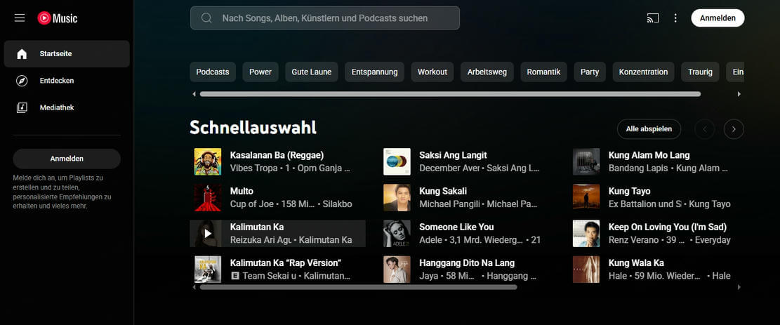 YouTube Musik hören kostenlos ohne Anmeldung