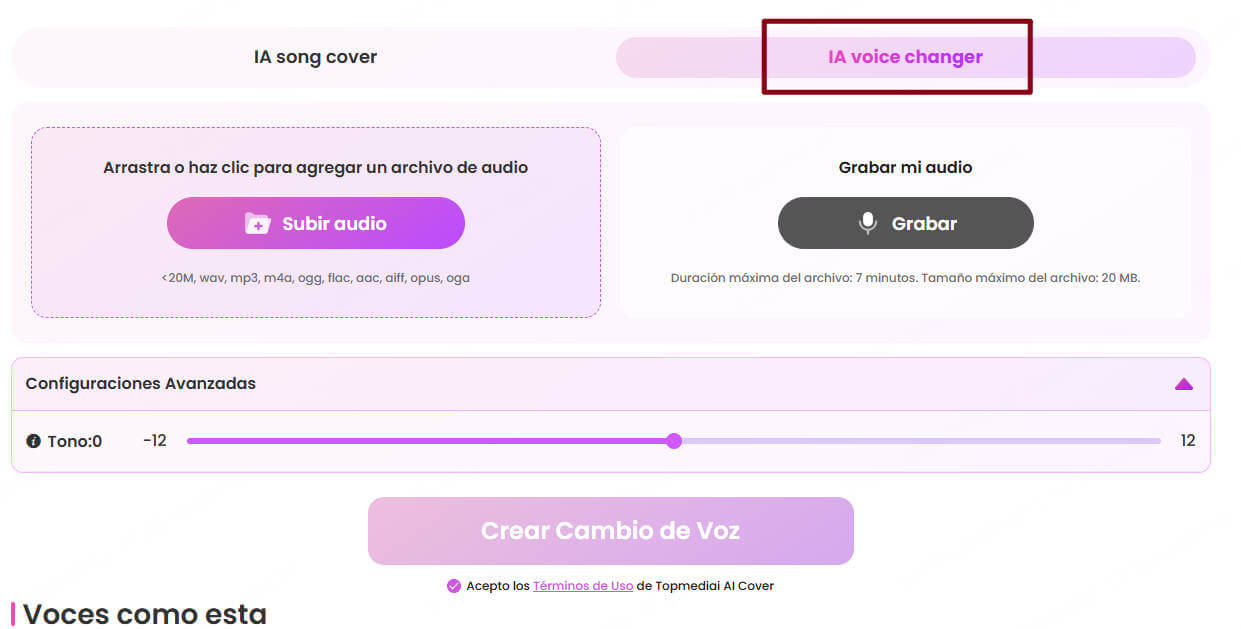 cambiar voz en Anuel AA en TopMediai
