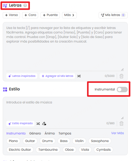 pasos para generar musica instrumental o una cancion con voz