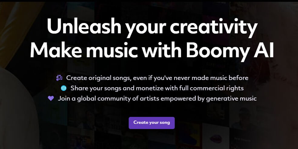 Boomy para crear canciones con IA online