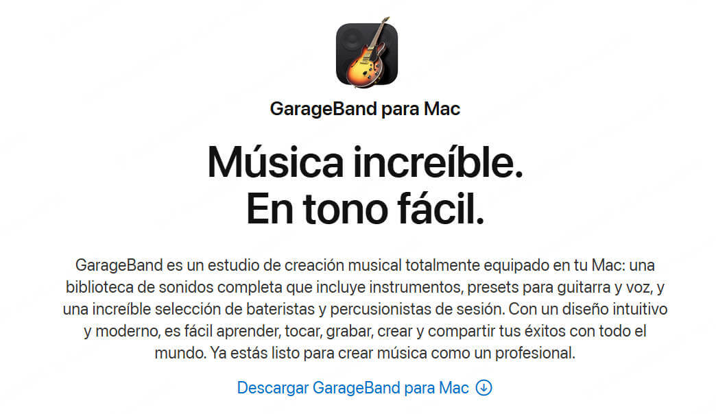 Garageband - programa de producción musical gratis