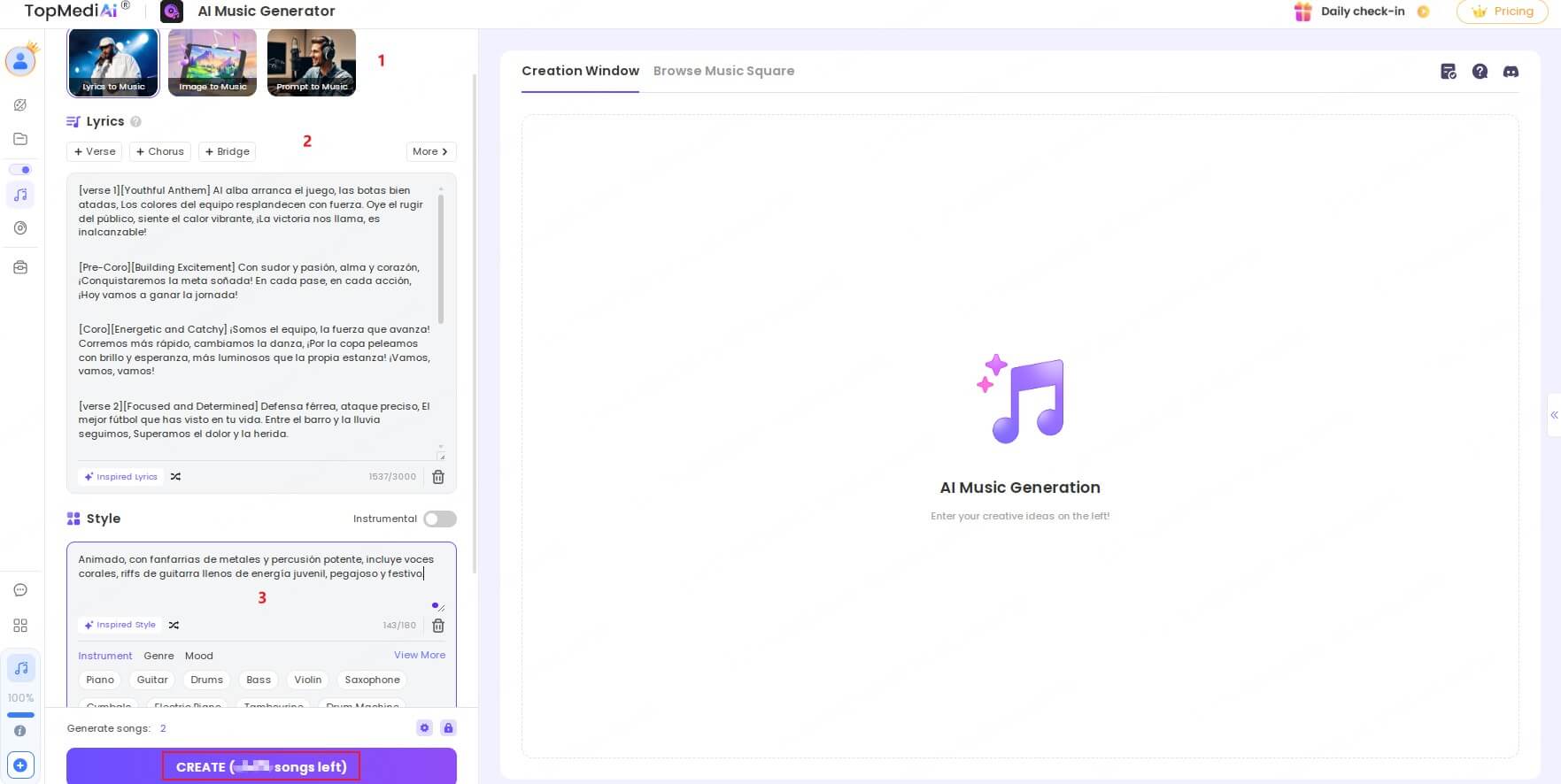  crear himno para equipo y futbol libre en Topmeidiai