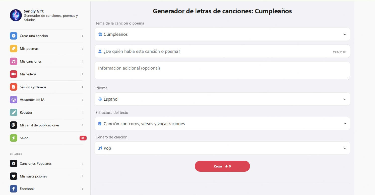 crear una canción de cumpleaños personalizada con Songly.gift