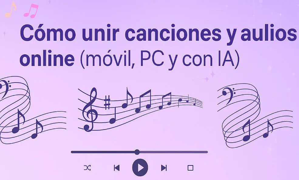Cómo unir canciones y audios online (móvil, PC y con IA)