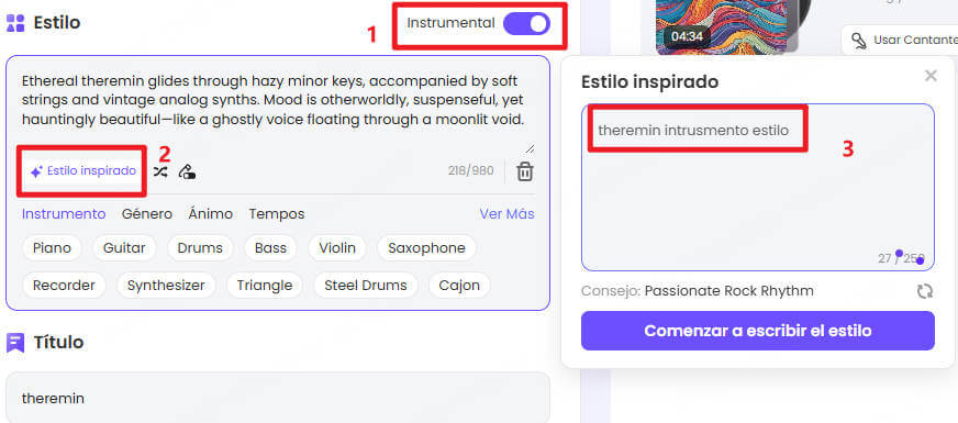 Pasos para hacer musica de Theremin en Topmediai