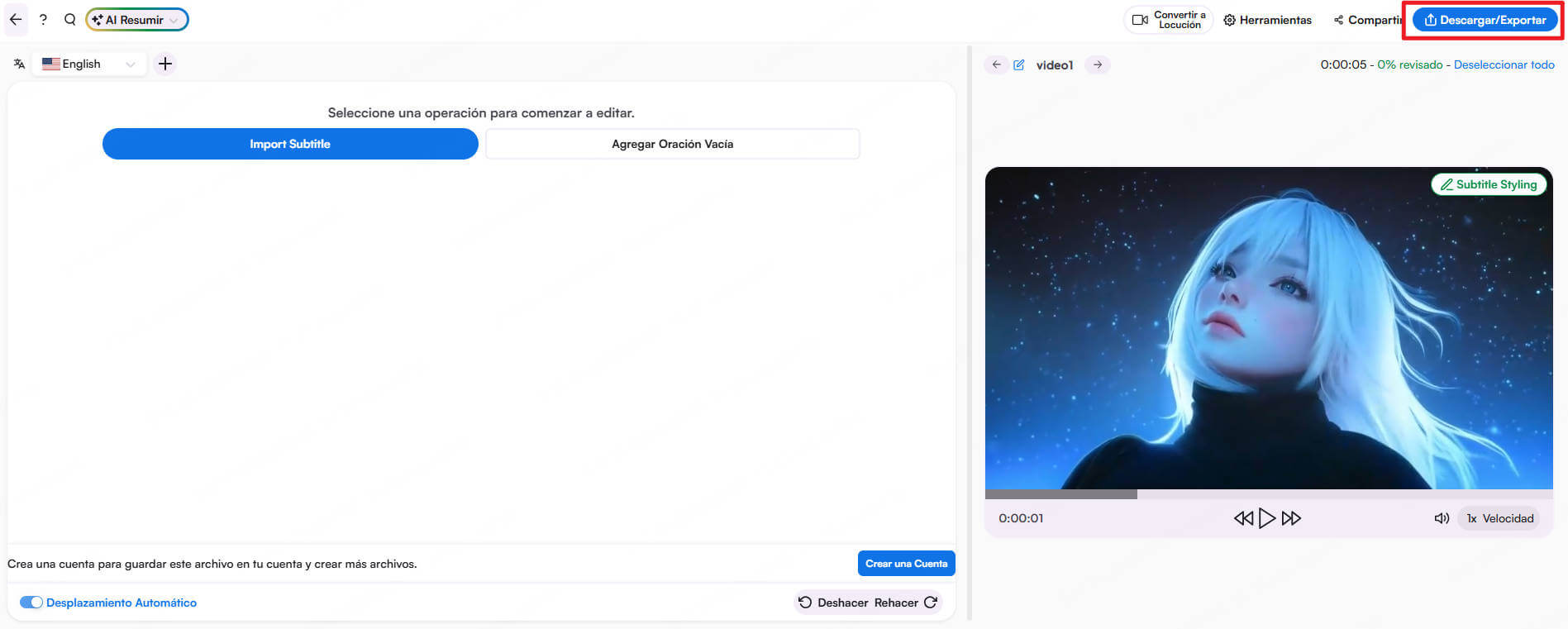 obtener tu video con subtítulos traducidos en Maestra ai