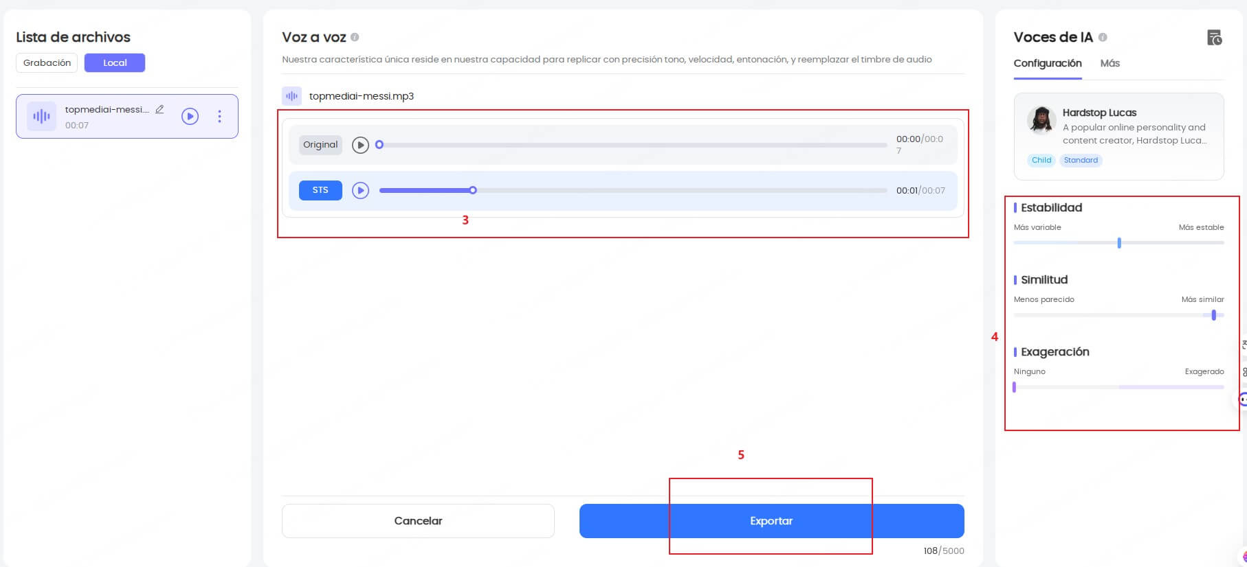 exportar el archivo en Topmediai