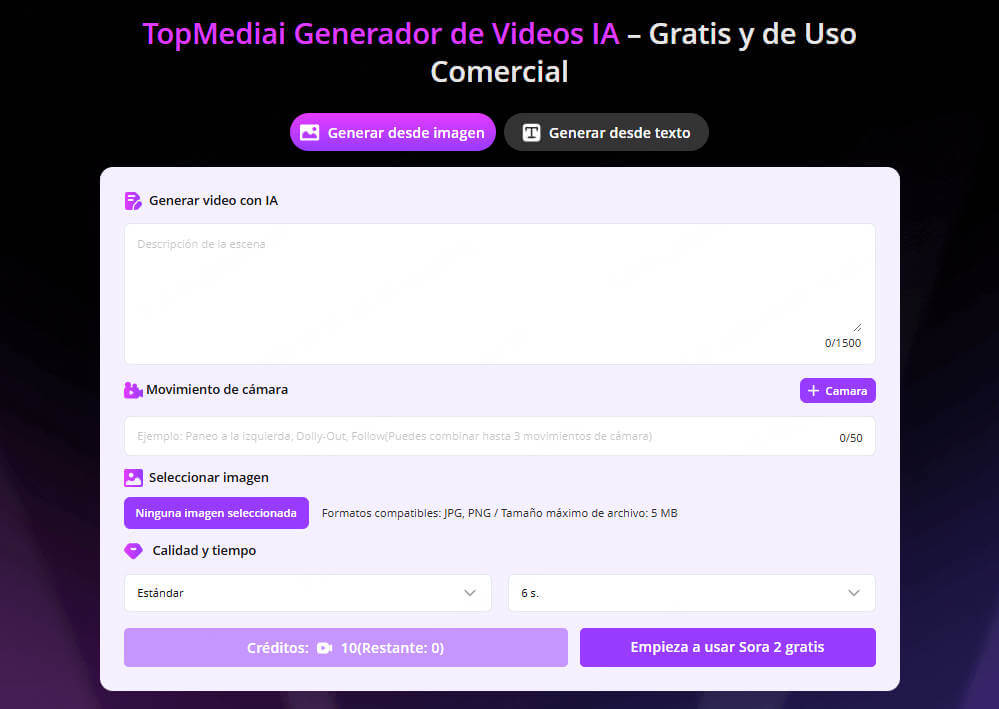 Generar video de mascota bailando en TopMediai