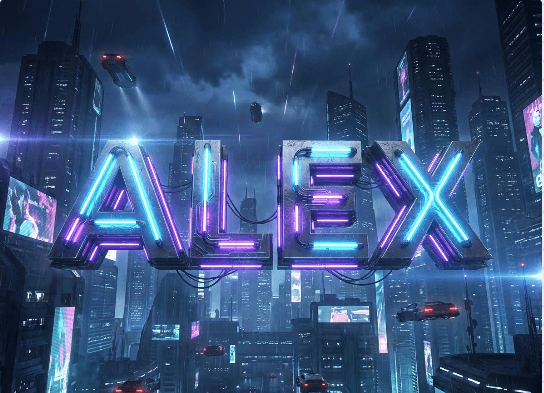 extilo Cyberpunk Neón para crear nombre en 3d con artificial inteligencial en TopMediai