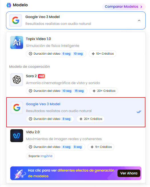 selecciona el modelo 
