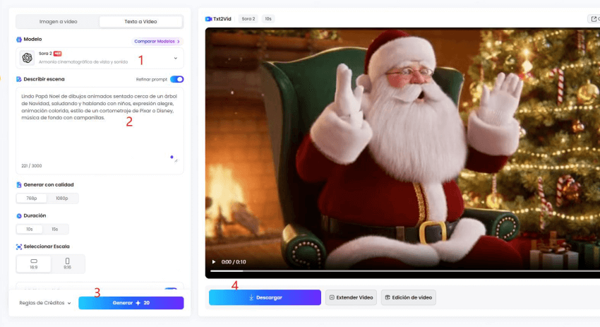 Escribir texto para video de Papá Noel en TopMediai