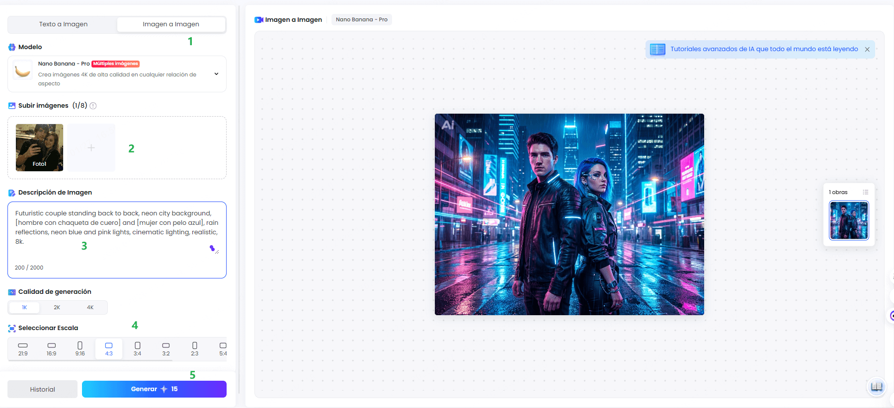 Interfaz de usuario de TopMediai AI Art Generator: Imagen a Imagen