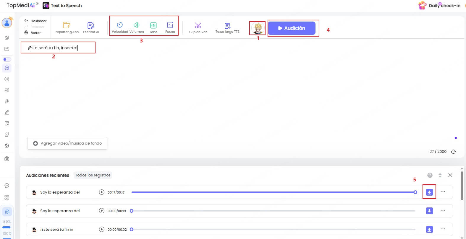 topmediai los paso para hacer la voz de guku
