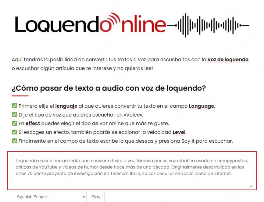 Cómo usar Loquendo TTS Online
