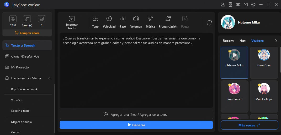 iMyFone VoxBox - Texto a voz de Hatsune Miku descargar
