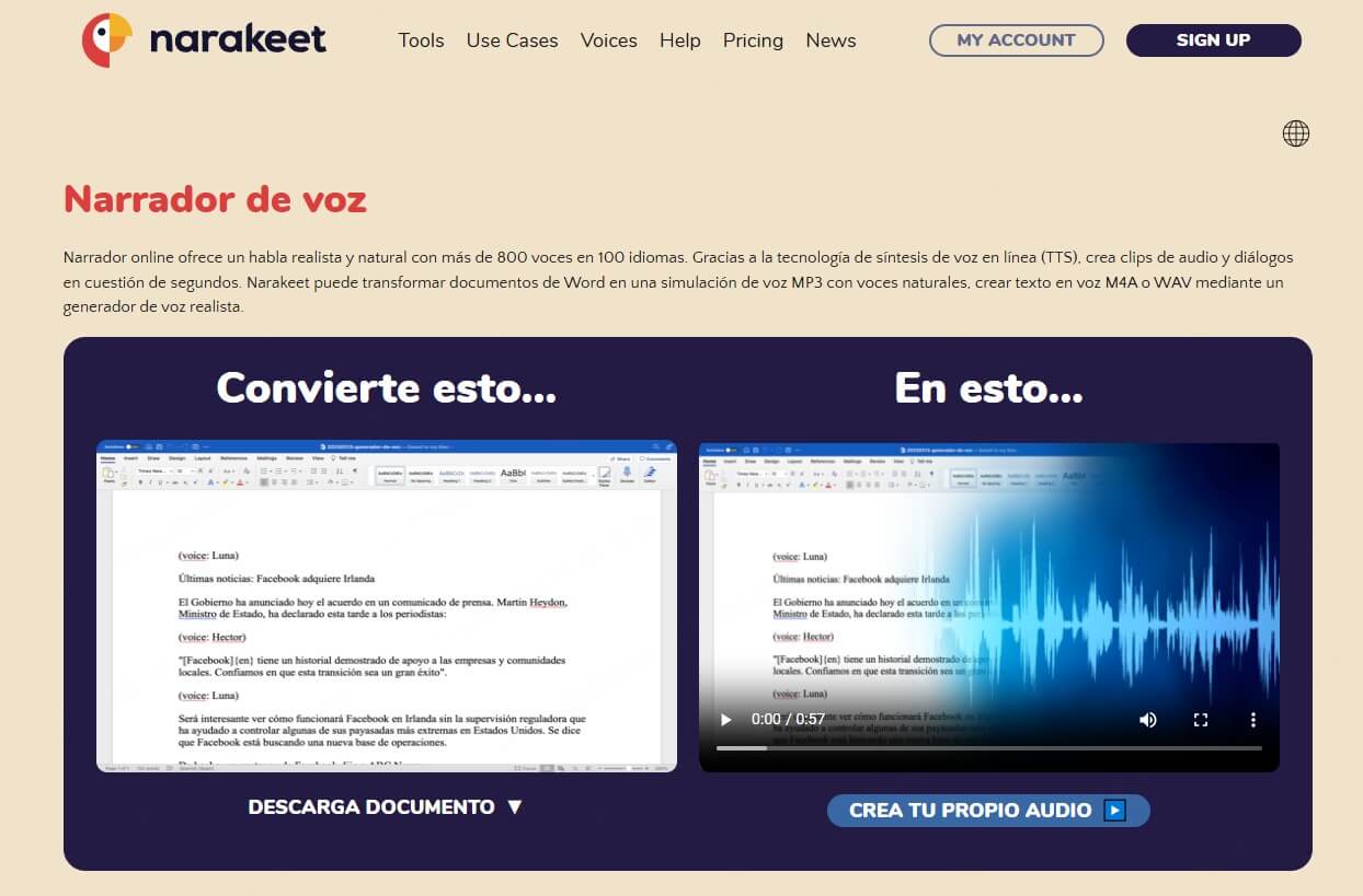 Narakeet: imitar la voz de narrador de fútbol