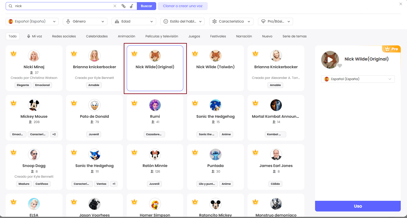 Elige un personaje de zootopia en TopMediai