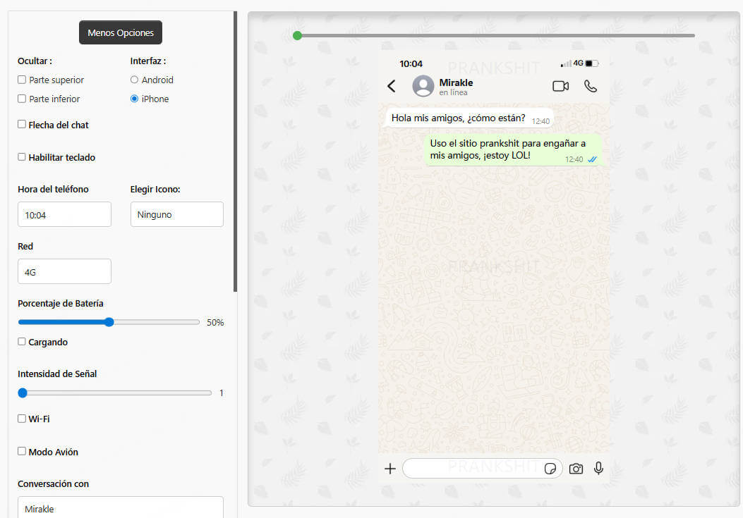  Pasos de hacer chat falso de whatsapp en Pranksh!it