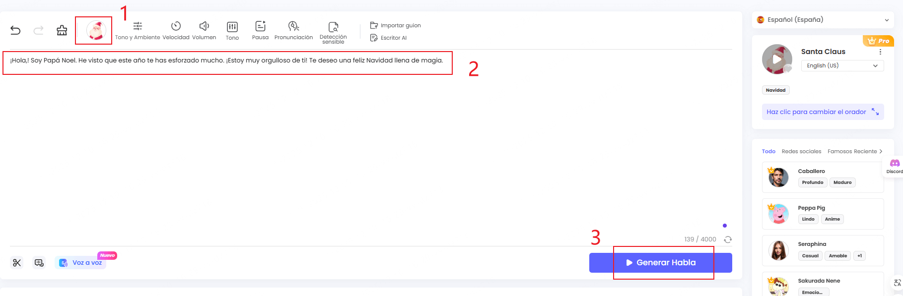 pasos para voz de Santa en TopMediai
