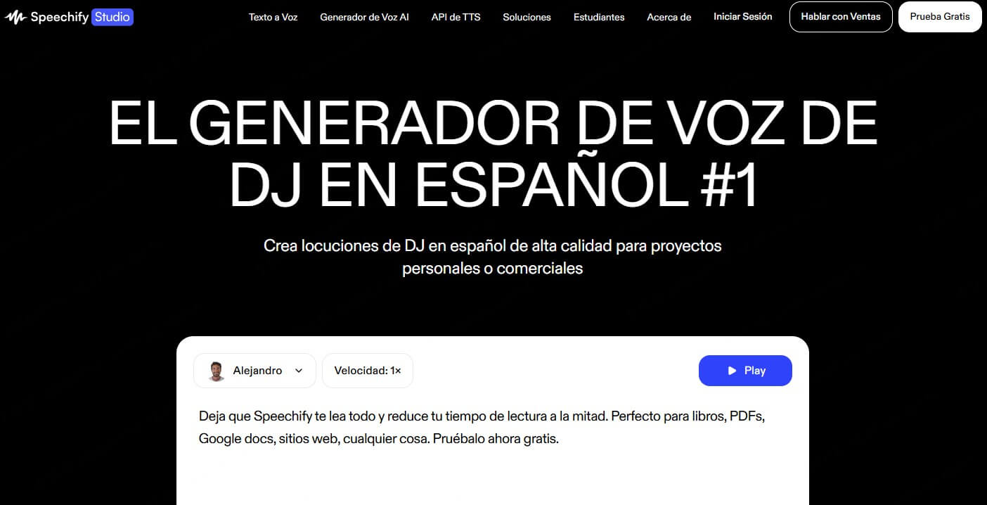 Speechify – Generador de voz tipo radio para DJ