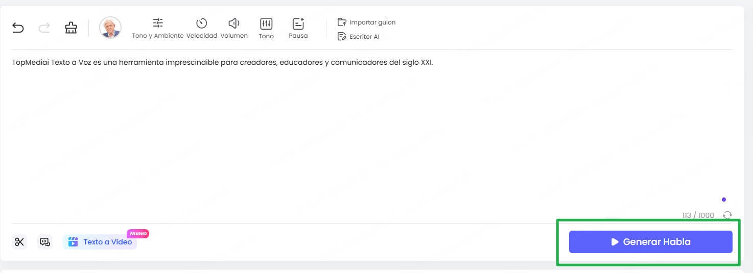 Escribe el texto que deseas que 